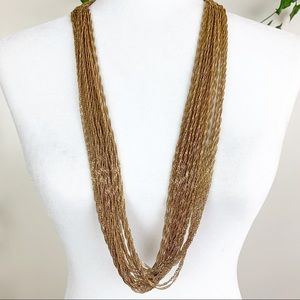Multi strand Gold Chain Long Statement Necklace